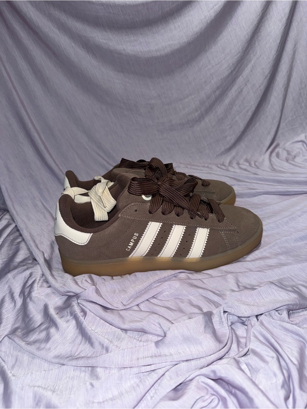 adidas Campus Brown Suede Sneakers with White Stripes